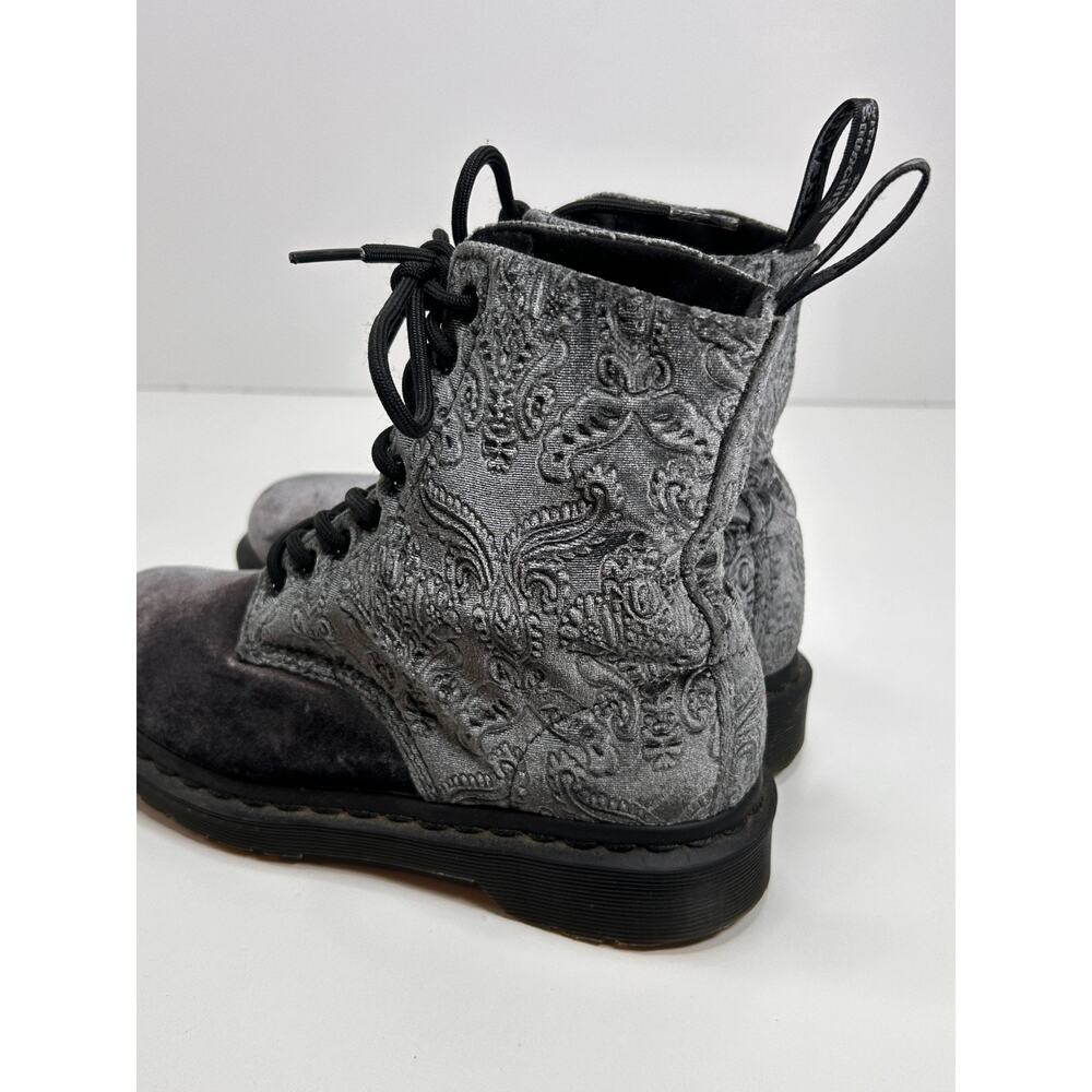 Doc Dr Martens 1460 Brocade Grey Velvet Combat Boots Womens Sz 6 US Sz 4 UK - Picture 2 of 10